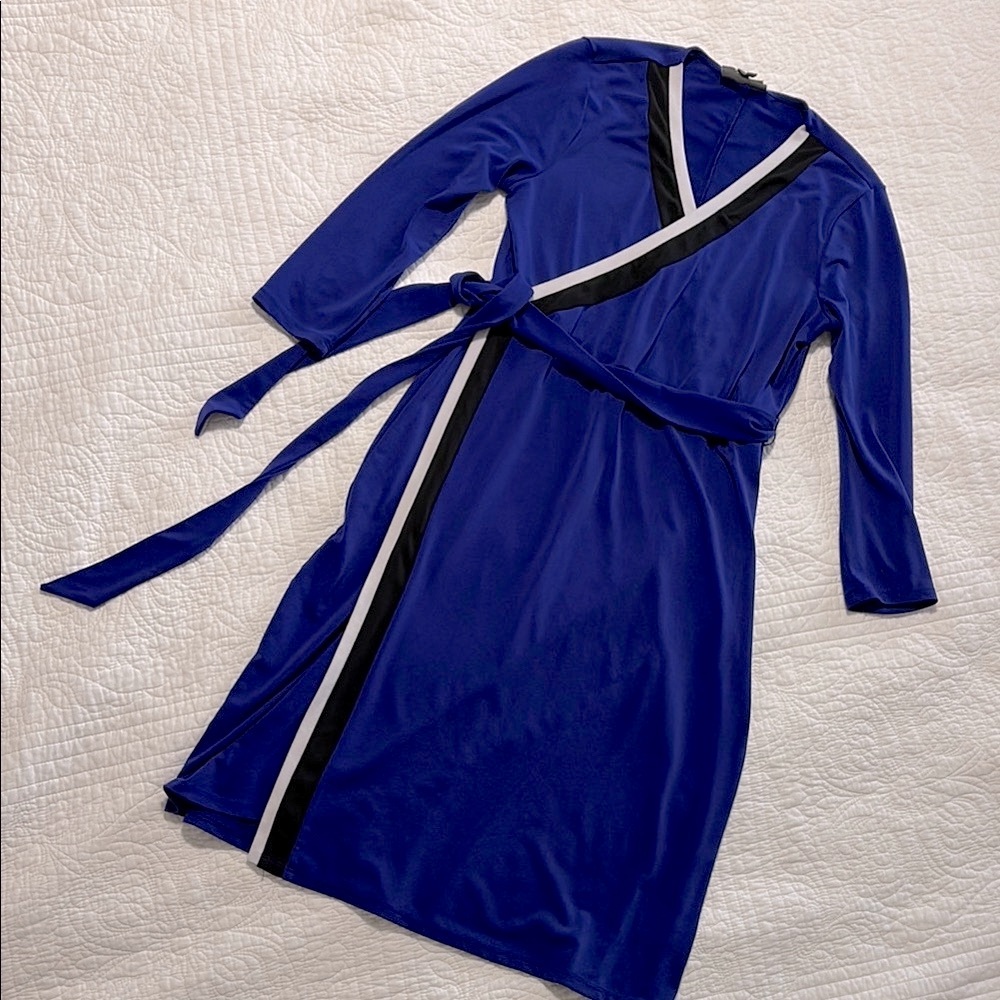 BOLD elements Blue and Black Wrap Dress